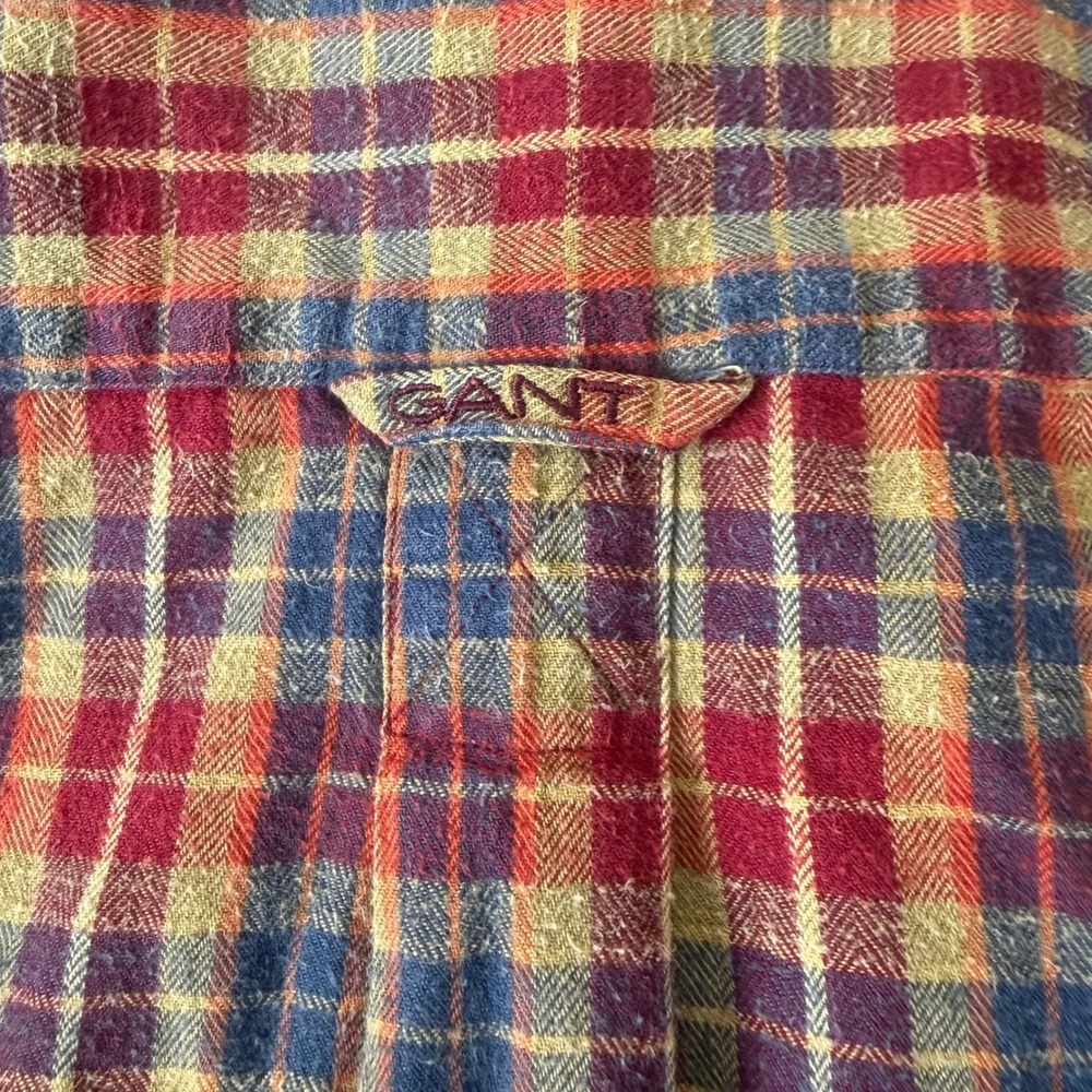 GANT Mens XL Red Plaid Flannel Button Up Shirt Tisberry Cloth 100 Cotton - Picture 9 of 11